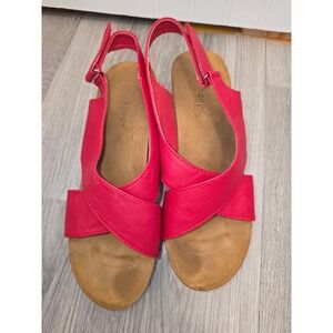 Agape Collection Red Crisscross Wedge Sandals Studded Slingback Platform 41